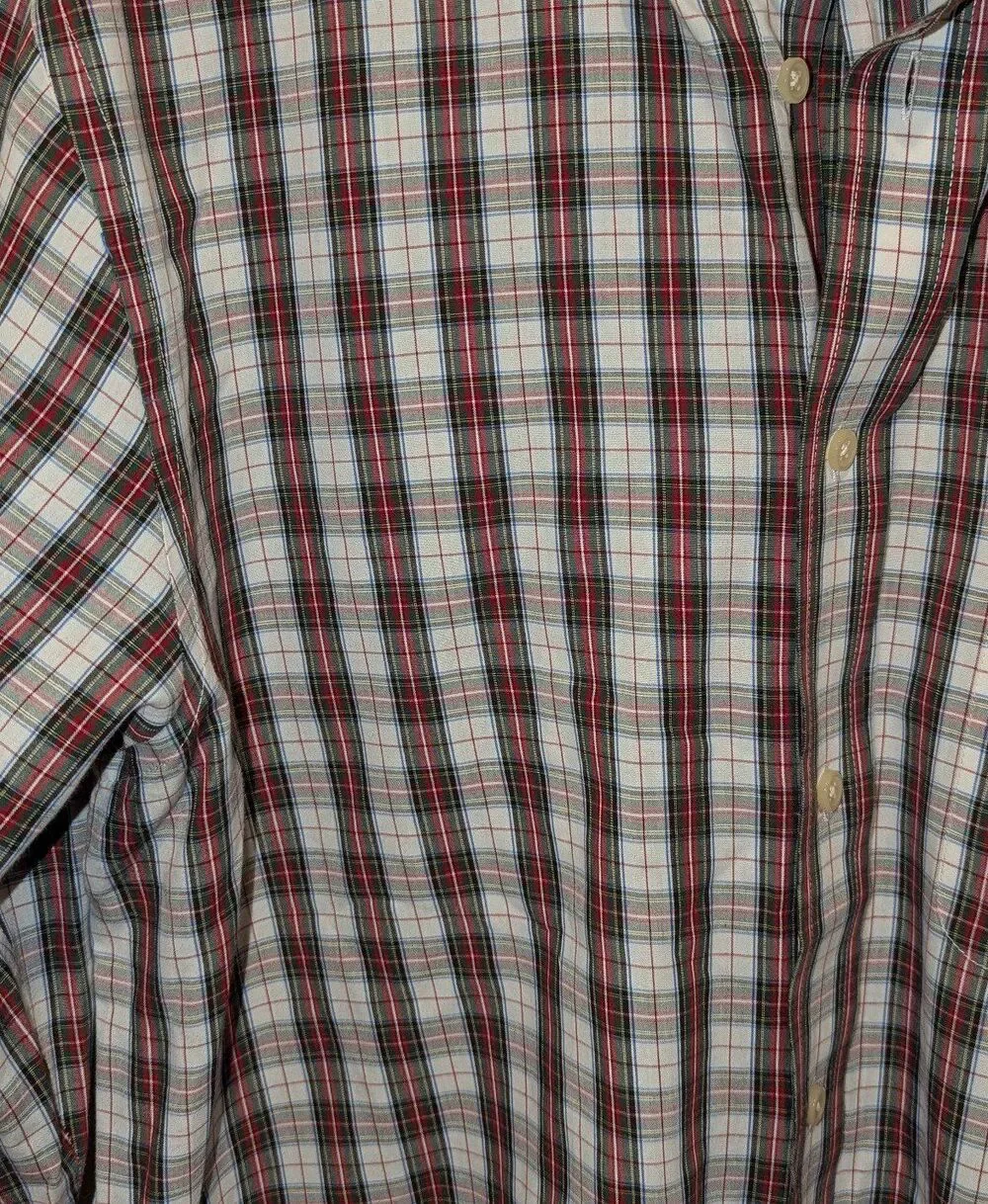 Croft & Barrow‎ Size Medium 15.5-16 Red White Green Plaid Button Front Shirt